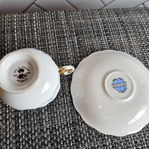 Vintage Rosina Fine Bone China Teacup & 5" Colclough Saucer Set Blue Ros… - Picture 7 of 7